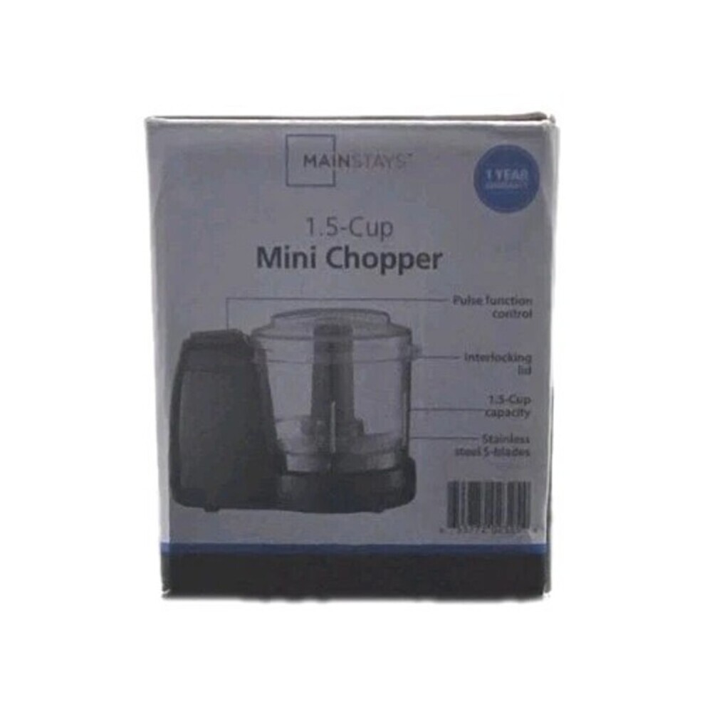 Mainstays 1.5 Cup, One-Touch Pulse , Mini Food Chopper, Black - Picture 2 of 5
